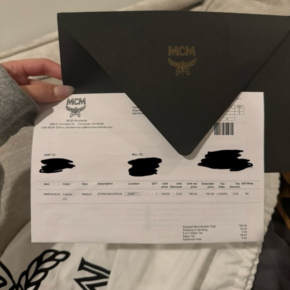 MCM (real) MEDIUM Brown/ Tan backpack with garment back and receipt - Picture 4 of 4